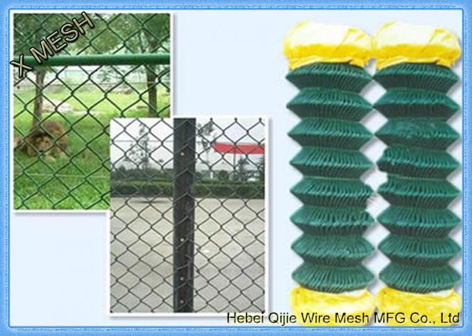 Le PVC a enduit la barrière de chaîne-lien emballée du sachet en plastique jaune