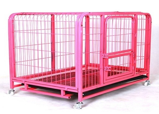 La cage pliante de chenil de caisse de chien de couleur de grillage rose en métal peut adapté aux besoins du client