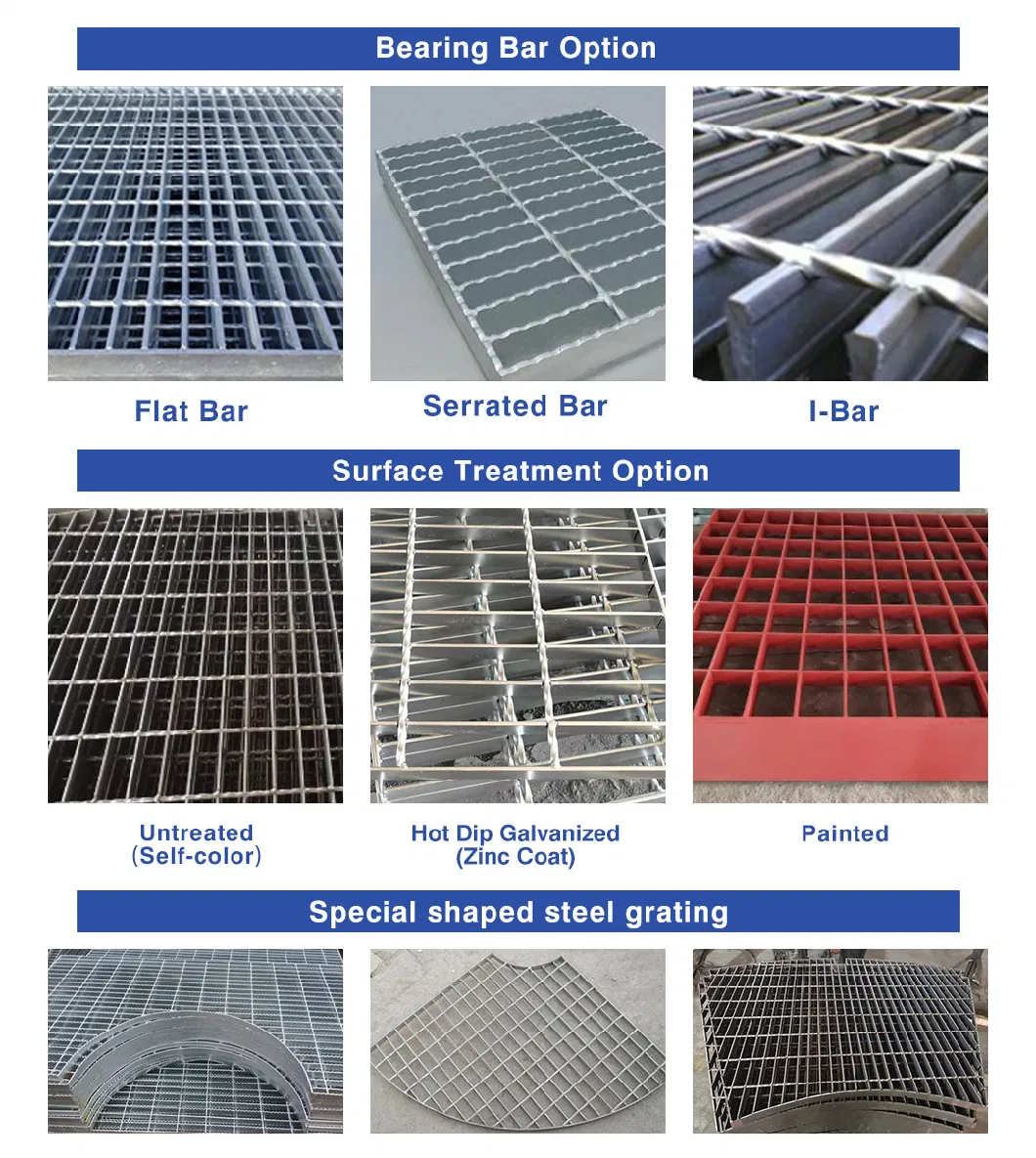 Réglage en acier plat/serré galvanisé à chaud sur mesure OEM pour passerelle de plateforme/couverture de fossé de drainage 2
