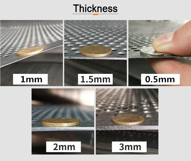 2 mm 3 mm Taille du trou en acier inoxydable Plaque métallique perforée Mesh Plaque décorative pour la ventilation 8
