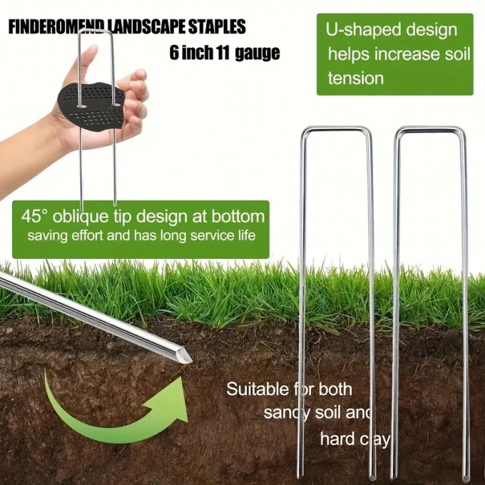 Réseau d'insectes fixation du gazon fixation des grappes SOD clés en acier galvanisé clou de jardin 3