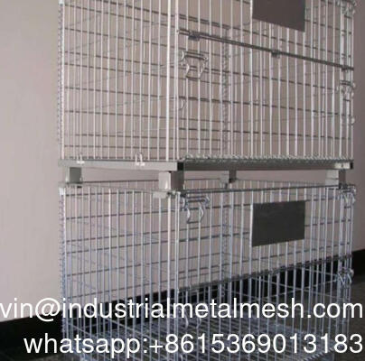 Heavy Duty Removable Collapsible Rigid Metal Wire Mesh Cage Storage Stacking Containers