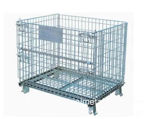 Cage en treillis soudé pliable pour chariot élévateur, conteneur palette métallique empilable