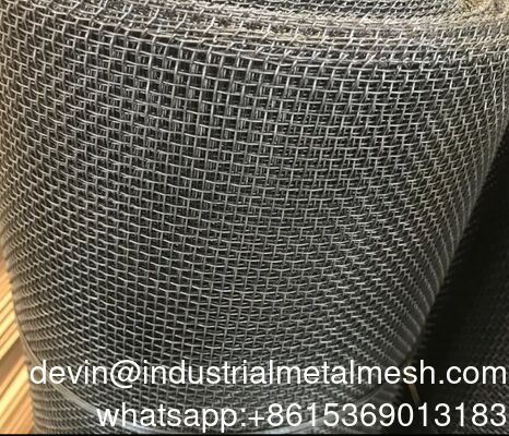 Tissage uni maille d'acier inoxydable 0,02-5,0 mm maille d'acier doux / toile de fil de fer noir
