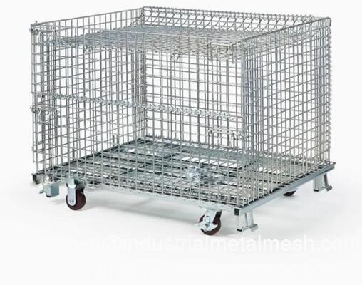 Panier en treillis métallique pliable et empilable pour le transport, l'entrepôt et l'industrie