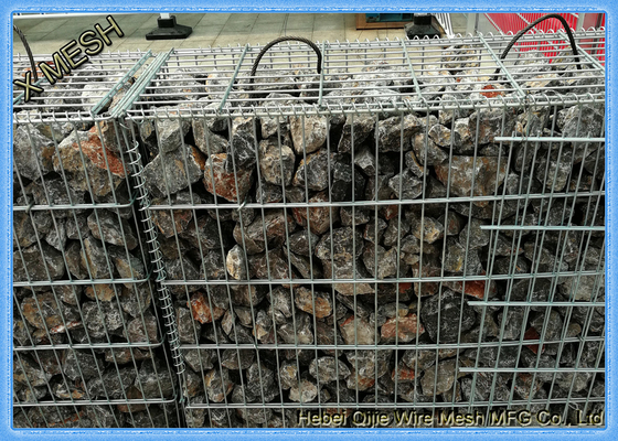 Paniers de Gabion soudés par zinc, cages remplies de pierre carrée / trou rectangulaire