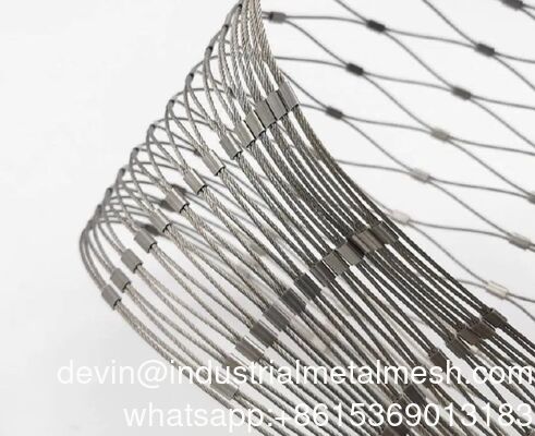 Réseau de câbles en acier inoxydable flexible 316 304 à haute traction en fil de fer tissé pour les animaux du zoo